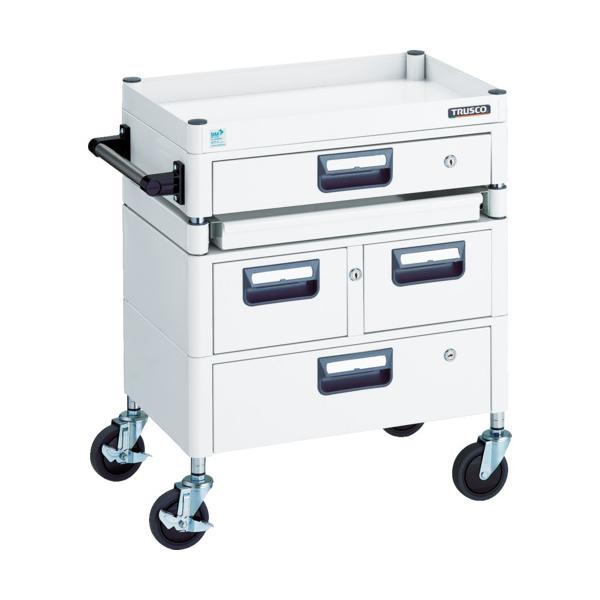 TRUSCO ツールワゴン フェニックスワゴン 省音 600X400 H880 引出付 スライド1段 ホワイト ▼114-6172 PEW-961M1VXZ-W 1台 トラスコ TRUSCO PEW-772VT-W ツールワゴン フェニックスワゴン 省音