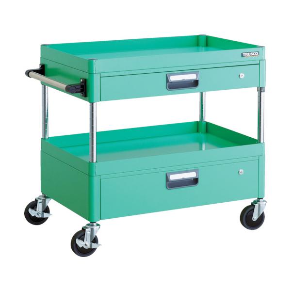 トラスコ TRUSCO ツールワゴン フェニックスワゴン 省音 750X500XH740 引出付 ヤンググリーン PEW-772VZ-YG 488-3594