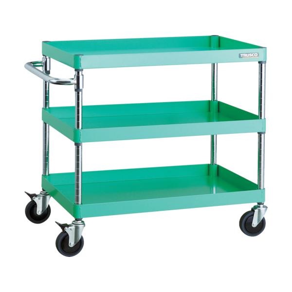 トラスコ TRUSCO ツールワゴン フェニックスワゴン 省音 750X500XH740 3段 ヤンググリーン PEW-773C-YG 488-3659