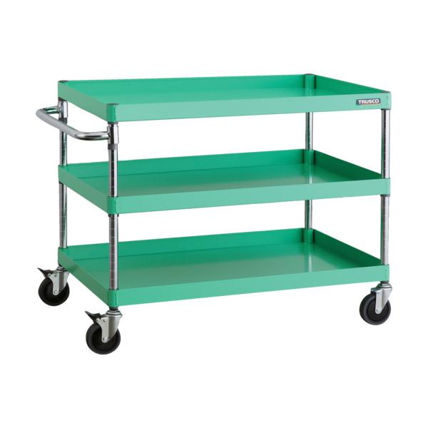 トラスコ TRUSCO ツールワゴン フェニックスワゴン 省音 900X600XH740 3段 ヤンググリーン PEW-793C-YG 488-3811