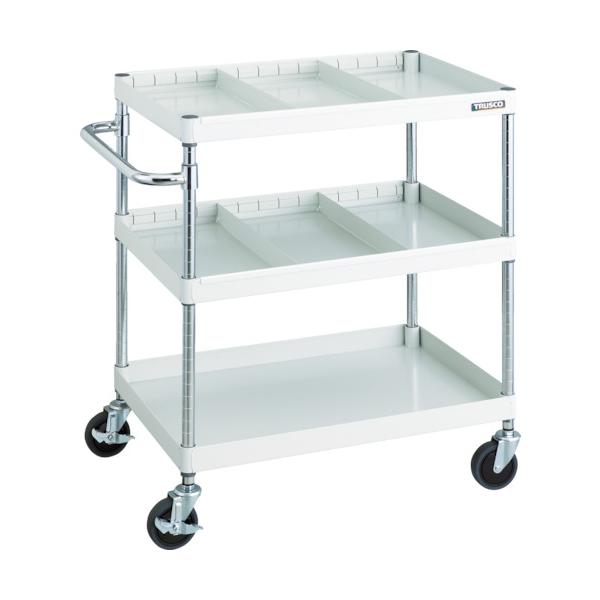 トラスコ TRUSCO ツールワゴン フェニックスワゴン 省音 750X500 仕切2段付 ホワイト PEW-973S2-W 488-4884