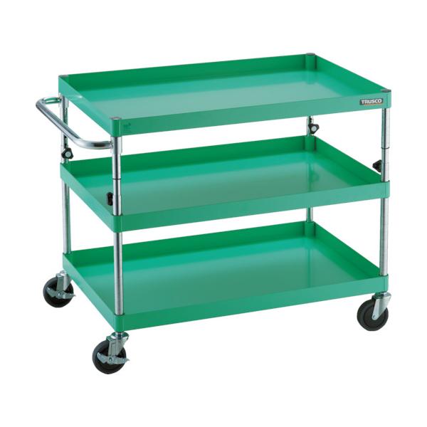 トラスコ TRUSCO ツールワゴン フェニックスワゴン 省音 900X600XH700〜950 3段 ヤンググリーン PEW-A793-YG 819-5147
