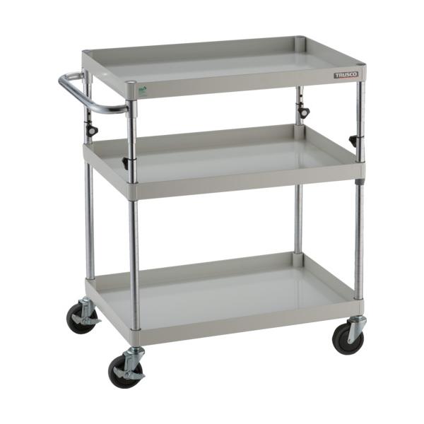 トラスコ TRUSCO ツールワゴン フェニックスワゴン 省音 750X500XH880〜1130 3段 ホワイト PEW-A973-W 819-5150
