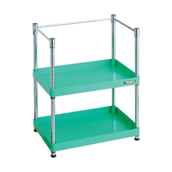 トラスコ TRUSCO スチールラック フェニックスワゴンラック型  抗菌600X400 3方枠付 ヤンググリーン PEW-R962K-YG 488-5431