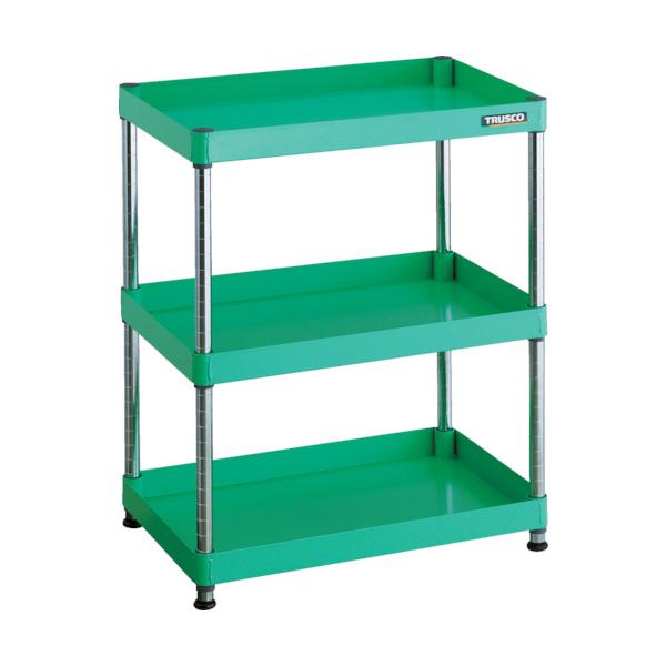 トラスコ TRUSCO スチールラック フェニックスワゴンラック型  抗菌600X400 3段 ヤンググリーン PEW-R963-YG 488-5457