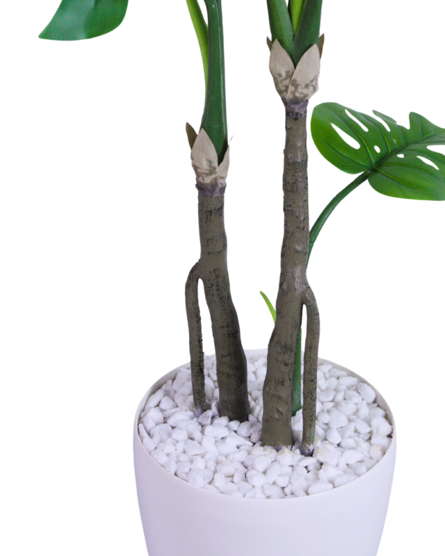 花緑の楽園 　人工観葉植物 　光触媒品　新モンステラ２本立て受け皿付き　日本製 職人手作り_7