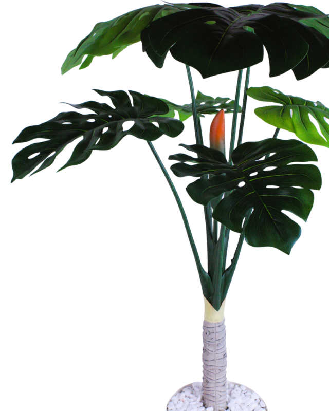 花緑の楽園 人工観葉植物　光触媒品　モンステラ太軸受け皿付き光触媒品 　日本製 職人手作り_5