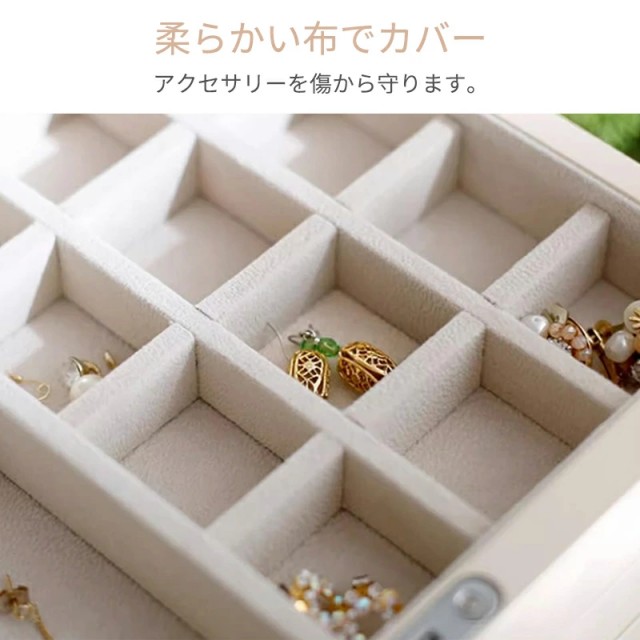 ジュエリーケース 天然木製 ジュエリーボックス　引き出し式 box 3段式 大容量 ガラス 透明窓 カギ付き 鍵 高級感 整理 仕切り ピアス ネックレス イヤリング 指輪 リング 小物収納_5