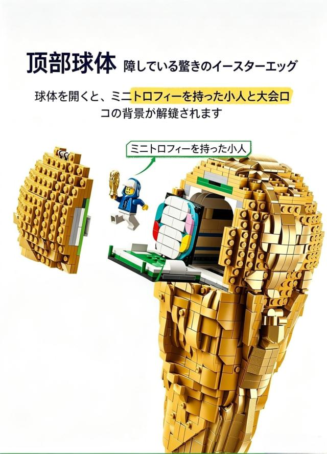 互換ブロック FIFA ワールドカップ公式トロフィー レゴ互換 おもちゃ 知育玩具 誕生日プレゼント サッカーフットボール スポーツ雑貨 子供 男女兼用 インテリア置物 オシャレ組立ブロック_2