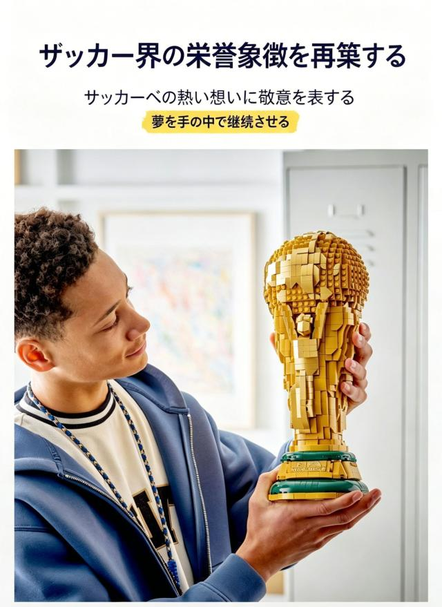 互換ブロック FIFA ワールドカップ公式トロフィー レゴ互換 おもちゃ 知育玩具 誕生日プレゼント サッカーフットボール スポーツ雑貨 子供 男女兼用 インテリア置物 オシャレ組立ブロック_3