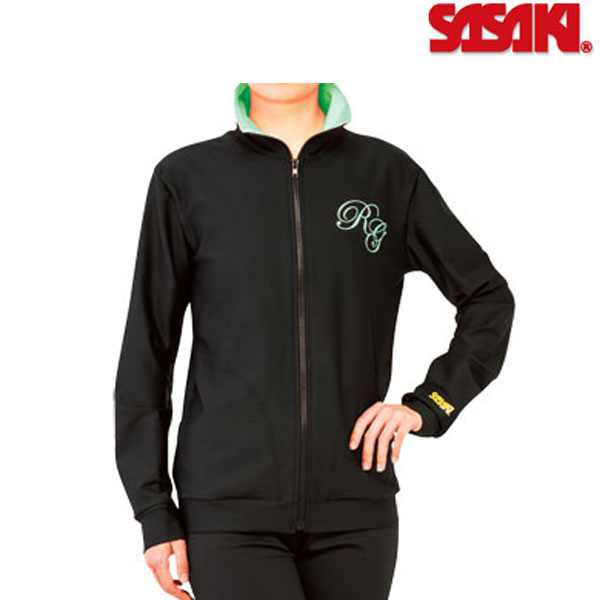 【受注生産】SASAKI ササキ カスタム ジップアップジャケット（黒色ジャケットのみ／襟裏カラー選択可）(ST-9434) 新体操 チームウェア カスタム オーダー プリント オリジナル