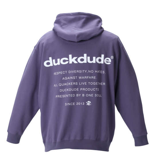 大きいサイズ メンズ b-one-soul DUCK DUDE プル パーカー グレイッシュパープル 1258-1602-1 3L 4L 5L 6Lの通販は