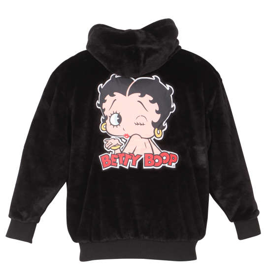 betty様JOYMARKERジップパーカーブラック 大きいサイズ メンズ BETTY BOOP フェイクファー フルジップ パーカー