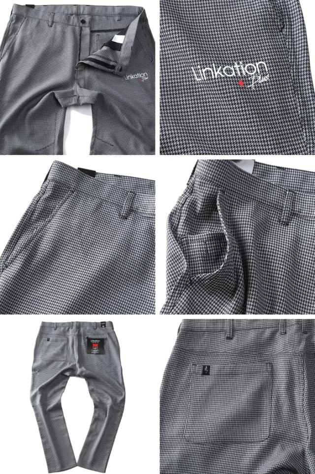 大きいサイズ メンズ LINKATION Plus 千鳥柄 ストレッチ パンツ