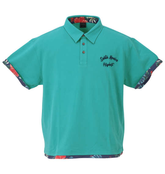 大きいサイズ メンズ SHELTY 鹿の子 ボタニカル フェイクレイヤード 半袖 ポロシャツ ターコイズ 1268-3232-5 3L 4L 5L 6L 8Lの通販は