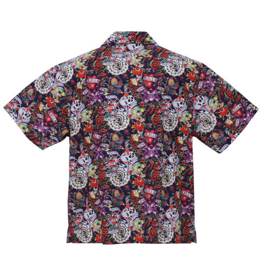大きいサイズ メンズ Ed Hardy 接触冷感 オープンカラー 半袖 シャツ ネイビー 1277-3235-1 3L 4L 5L 6L 8L_1