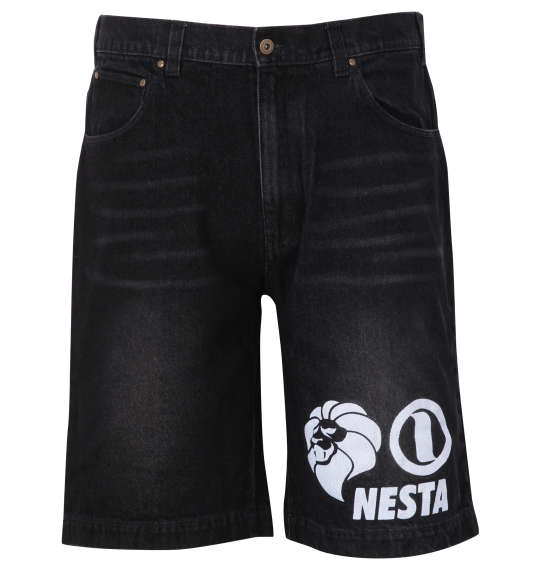 大きいサイズ メンズ NESTA BRAND ウォッシュド デニム ハーフパンツ ブラック 1274-3276-2 100 110 120 130 140 150 160