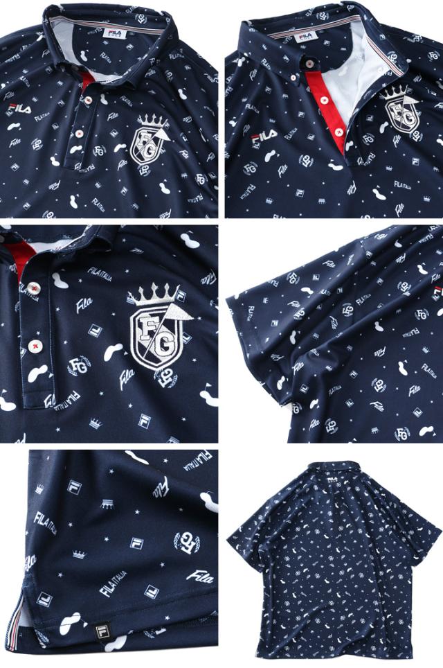 大きいサイズ メンズ FILA GOLF フィラゴルフ 総柄プリント 半袖