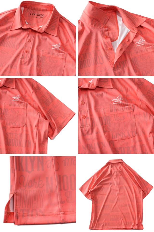 大きいサイズ メンズ LINKATION Plus リンケーションプラス 総柄 半袖 ゴルフ ポロシャツ 吸汗速乾 ゴルフウェア アスレジャー スポーツウェア la-pr230225の通販は