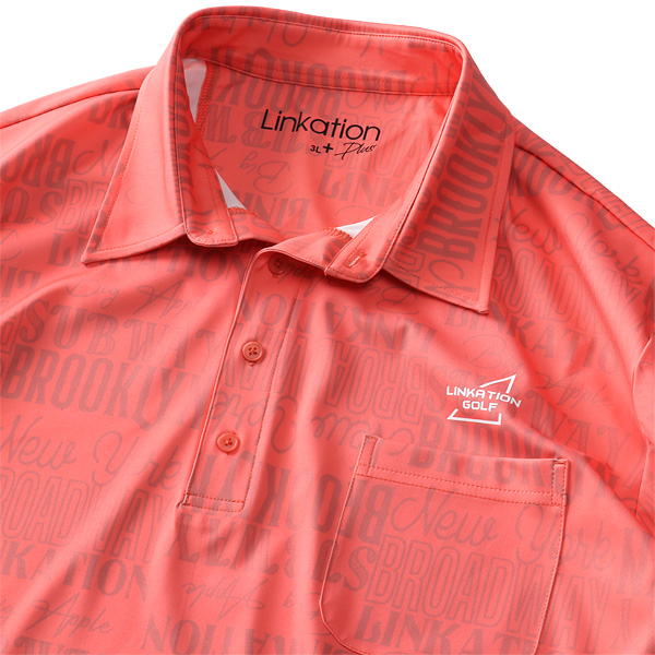 大きいサイズ メンズ LINKATION Plus リンケーションプラス 総柄 半袖 ゴルフ ポロシャツ 吸汗速乾 ゴルフウェア アスレジャー スポーツウェア la-pr230225の通販は