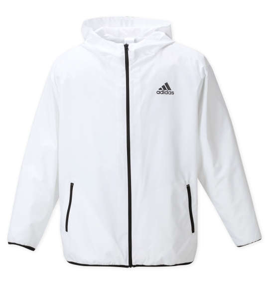 大きいサイズ メンズ adidas ウーブンフード ジャケット ホワイト 1273-3350-1 3XO 4XO 5XO 6XO 7XO 8XO