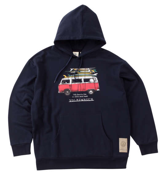 大きいサイズ メンズ VOLKSWAGEN 裏起毛 プル パーカー ネイビー 1268-3341-1 3L 4L 5L 6L 8L