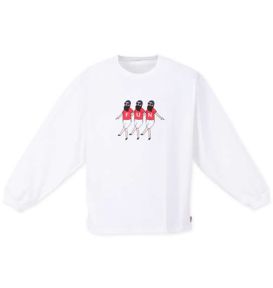大きいサイズ メンズ FUN for modemdesign buddy-buddy ojisan 長袖 Tシャツ ホワイト 1278-3607-1 3L 4L 5L 6L