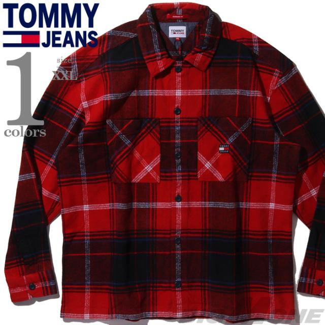  JEANS トミージーンズ 袖切り替え 長袖シャツ チェック ☆TOMMY JEANS トミー ジーンズ 長袖シャツ チェック シャツ XL