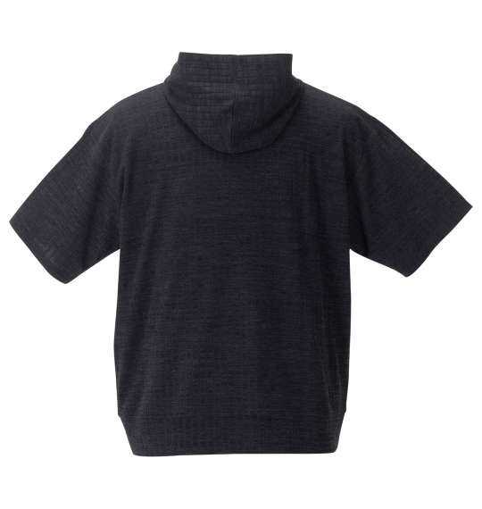 大きいサイズ メンズ launching pad 針抜き ストライプ 半袖 フルジップ パーカー + 半袖 Tシャツ ブラック杢 × ホワイト 1258-4252-2 3L 4L 5L 6L_1