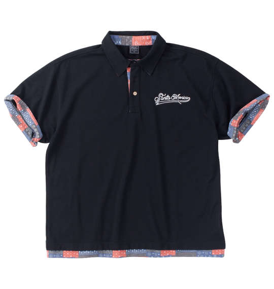 大きいサイズ メンズ SHELTY 鹿の子 バンダナ柄 フェイクレイヤード 半袖 ポロシャツ ブラック 1268-4232-2 3L 4L 5L 6L 8Lの通販は 6,490円