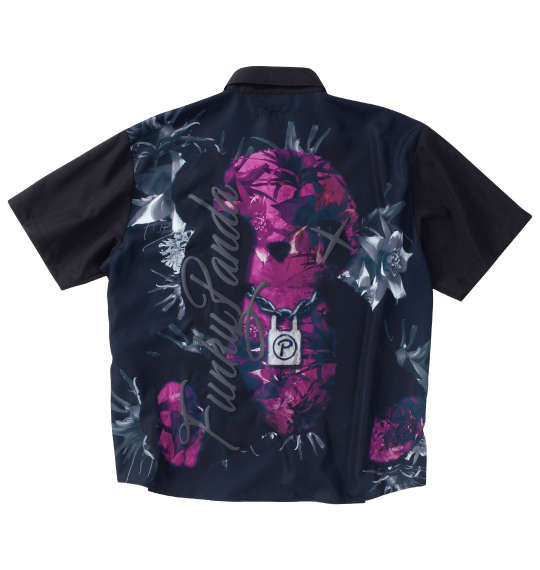 大きいサイズ メンズ FUNKY PANDA by in the attic ボタニカル柄パンダ 半袖 シャツ ブラック 1257-4210-2 3L 4L 5L 6L_1