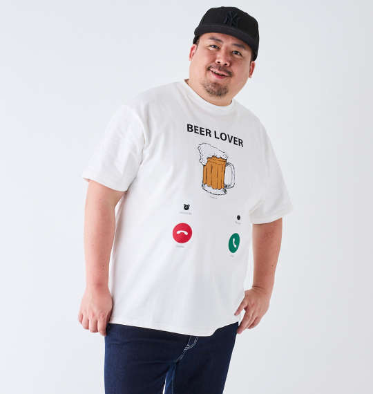 大きいサイズ メンズ YOIDORE Beer Incoming Call 半袖 Tシャツ ホワイト 1268-4260-1 3L 4L 5L 6Lの通販は 6,490円