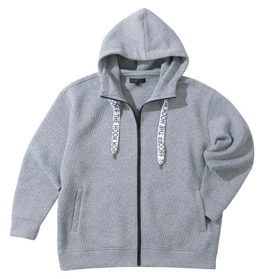 大きいサイズ メンズ in the attic 幾何学型押しダイバー ボンディング スタンド フルジップ パーカー モクグレー 1258-4373-1 3L 4L 5L 6L