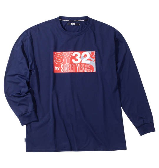 大きいサイズ メンズ SY32 by SWEET YEARS ミックスボックスロゴ 長袖 Tシャツ ネイビー 1278-4390-1 3L 4L 5L 6L