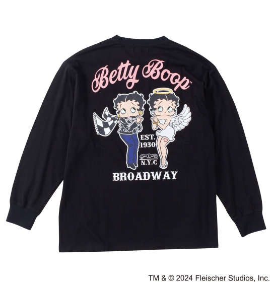 大きいサイズ メンズ BETTY BOOP 天竺 プリント 長袖 Tシャツ ブラック 1278-4630-2 3L 4L 5L 6Lの通販は