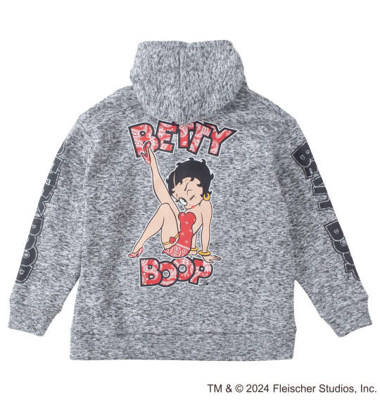 大きいサイズ メンズ BETTY BOOP ニット フリース プリント フルジップ パーカー ミックスグレー 1278-4631-1 3L 4L 5L 6L