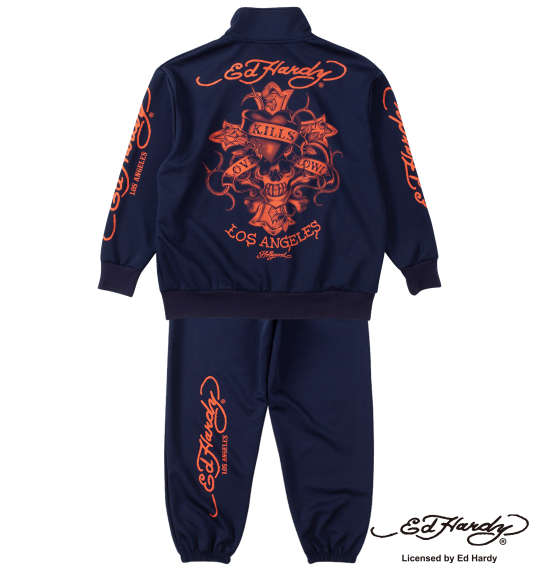 大きいサイズ メンズ Ed Hardy プリント ジャージ セット ネイビー 1278-4643-1 3L 4L 5L 6L