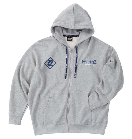大きいサイズ メンズ SEVEN2 裏毛 フルジップ パーカー ヘザーグレー 1268-4302-1 3L 4L 5L 6L 8L