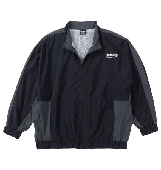大きいサイズ メンズ THRASHER ナイロンワッシャー 裏メッシュ ブルゾン ブラック×チャコール 1273-4325-2 3L 4L 5L 6L
