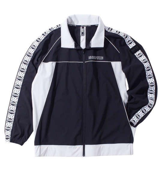 大きいサイズ メンズ SY32 by SWEET YEARS パイピング ナイロン トラック ジャケット ブラック×グレー 1273-4355-1 3L 4L 5L 6L
