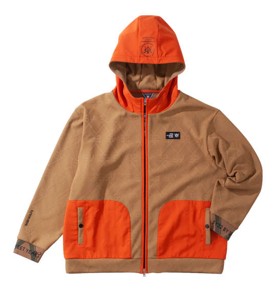 大きいサイズ メンズ SY32 by SWEET YEARS ボンディングSYGジャガード フルジップ フーディ ジャケット キャメル 1273-4357-3 3L 4L 5L 6L