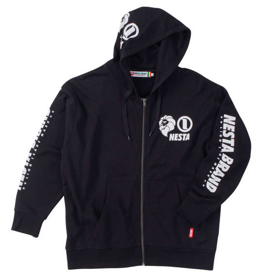 大きいサイズ メンズ NESTA BRAND 裏毛 フルジップ パーカー ブラック 1278-4366-2 3L 4L 5L 6L 8L