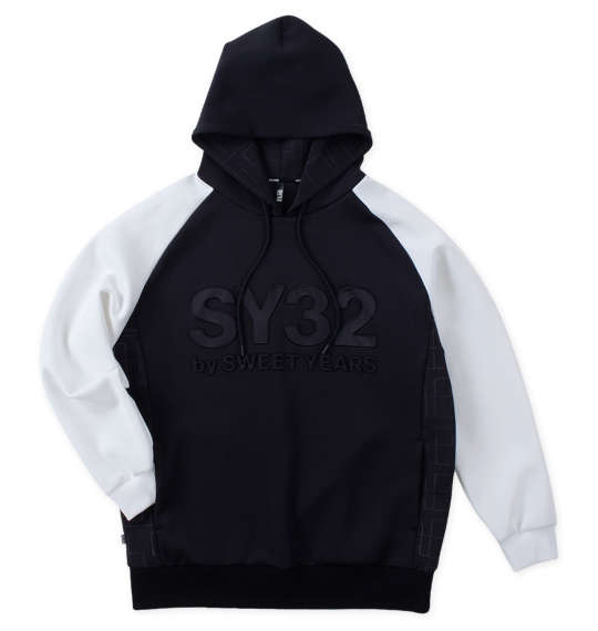 大きいサイズ メンズ SY32 by SWEET YEARS ダブルニット エンボス ジオメトリー プル パーカー ホワイト×ブラック 1278-4393-1 3L 4L 5L 6Lの通販は