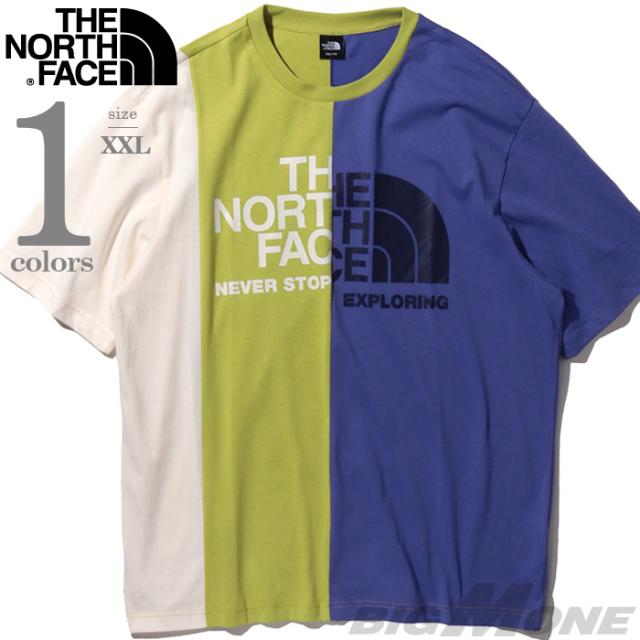 大きいサイズ メンズ THE NORTH FACE ノースフェイス プリント 切替 半袖 Tシャツ USA直輸入 nt7uq13c