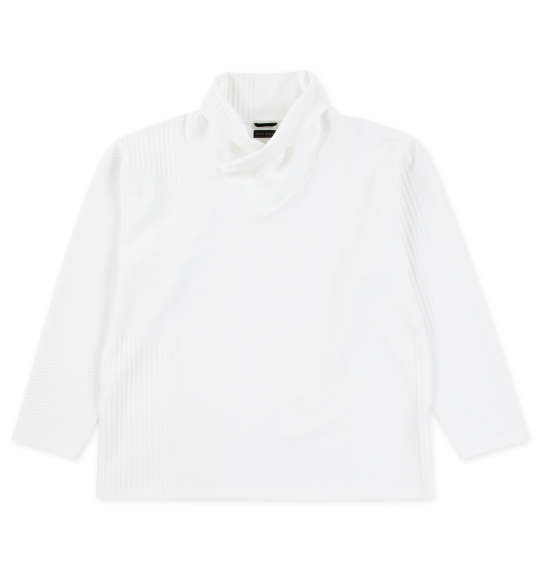 大きいサイズ メンズ TETE HOMME バイアスパネル柄 ボリュームネック 長袖 Tシャツ ホワイト 1278-3636-4 3L 4L 5L 6L