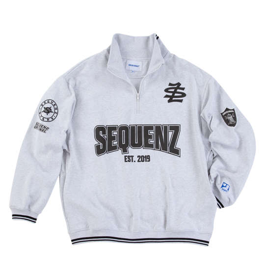 大きいサイズ メンズ SEQUENZ 90sフレバ ハーフジップ スウェット アッシュグレー 1258-4341-1 3L 4L 5L 6L