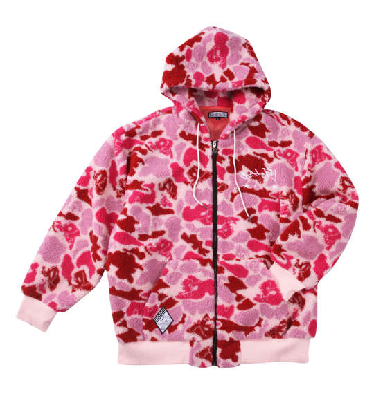 大きいサイズ メンズ GALFY カモボア フルジップ パーカー ピンク 1258-4382-1 3L 4L 5L 6L