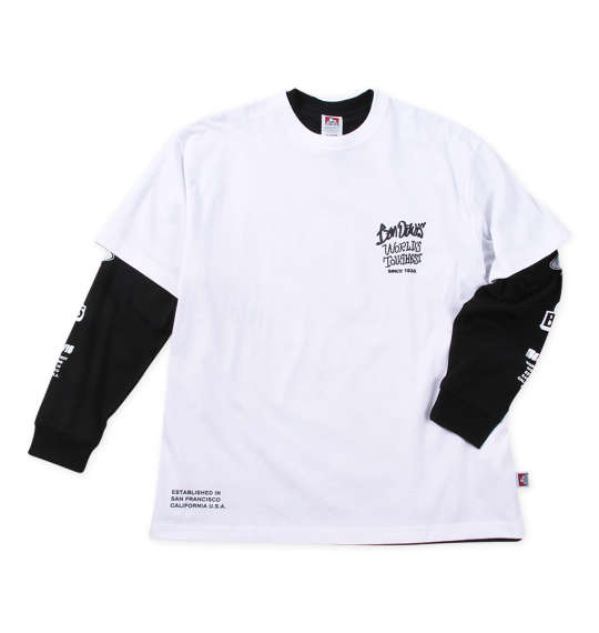 大きいサイズ メンズ BEN DAVIS 長袖T & 半袖T レイヤード Tシャツ ホワイト×ブラック 1278-4685-1 3L 4L 5L 6L