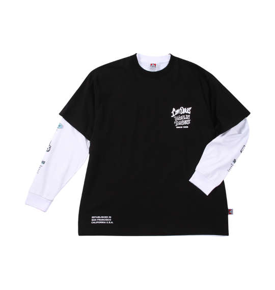 大きいサイズ メンズ BEN DAVIS 長袖T & 半袖T レイヤード Tシャツ ブラック×ホワイト 1278-4685-2 3L 4L 5L 6L