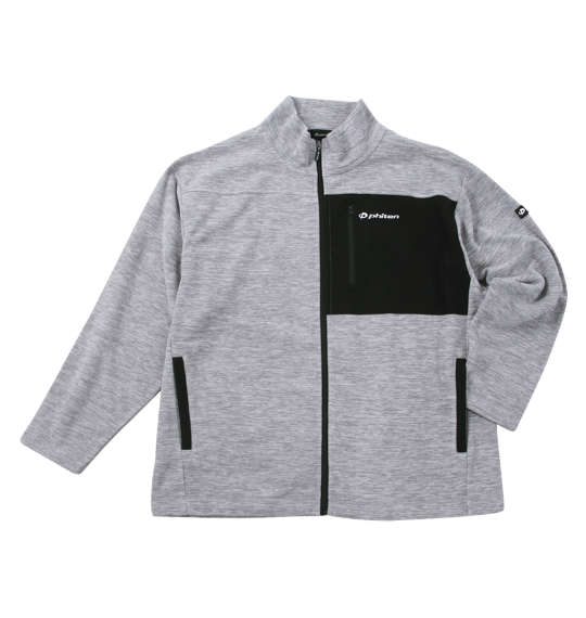 大きいサイズ メンズ Phiten 流し杢 フリース ジャケット グレー 1273-4620-1 3L 4L 5L 6L 8L